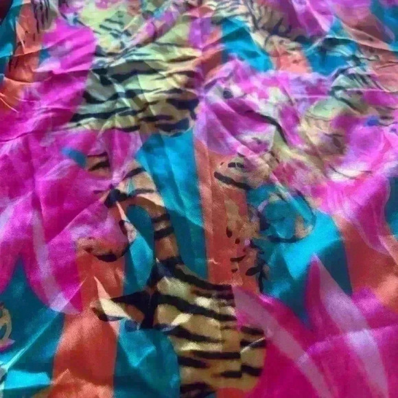 Silk Kimono Pajama Blouse Beach Coverup NEW Satin Animal Print Ibiza NWT - Picture 8 of 9